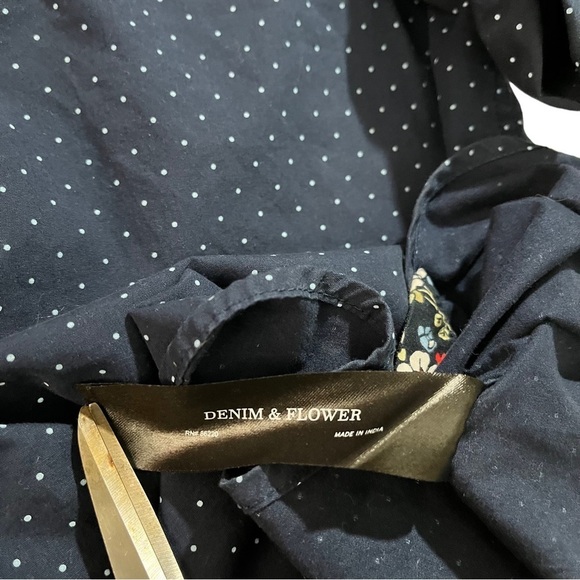 Denim & Flower Ricky Singh Navy & Periwinkle Dots Long Sleeve Button-Up Sz XL - Picture 10 of 16